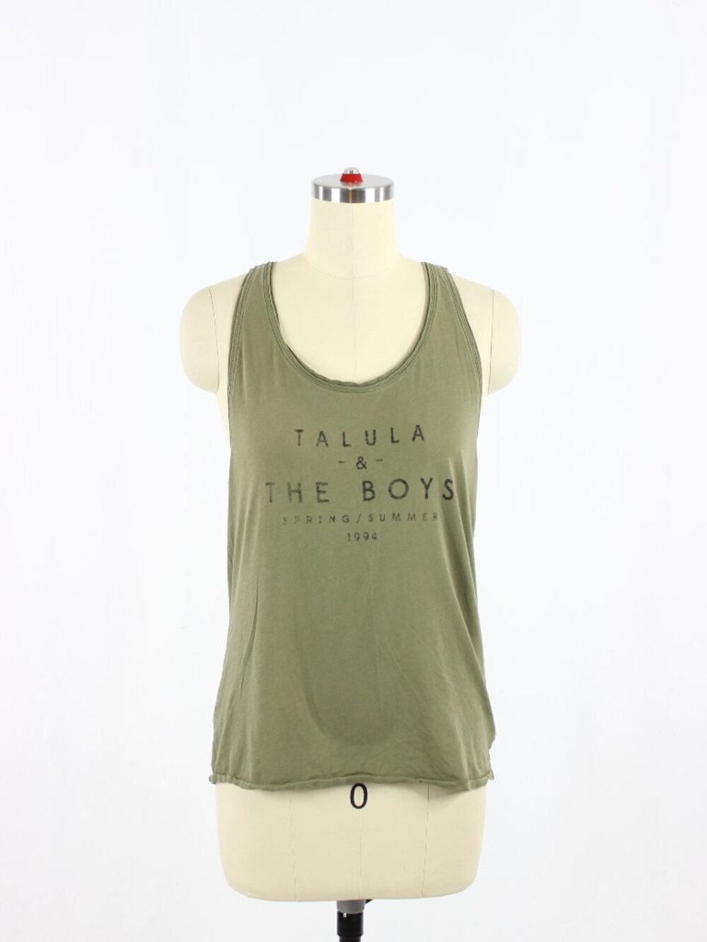 Aritzia TALULA & The Boys Olive Green 100% Cotton Jersey Tank Top, Size XS